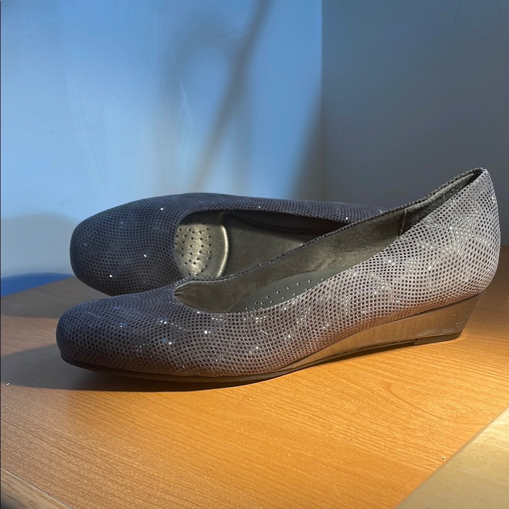 Subtly Sparkly Grey Wedge Heels Never Worn
